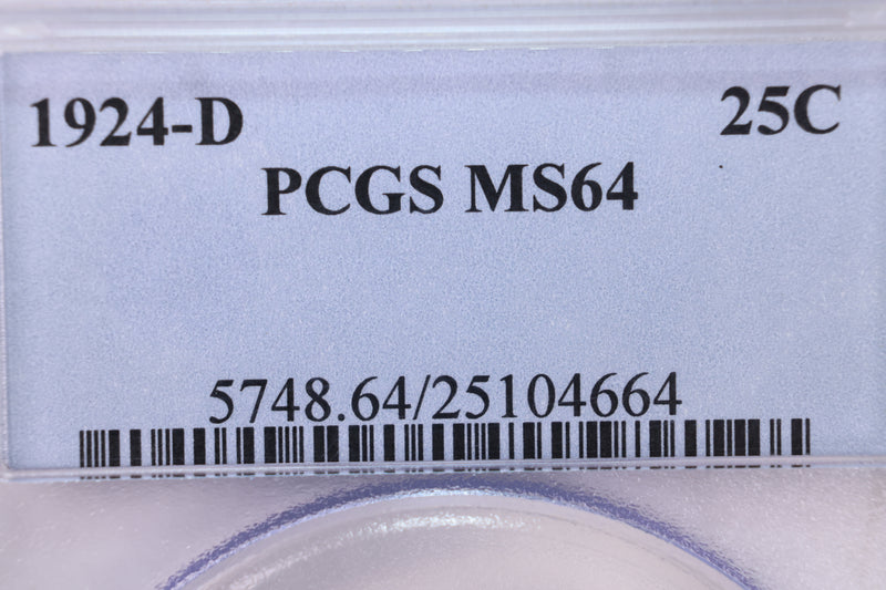 1924-D Standing Liberty Quarter., PCGS Certified MS-64., STORE