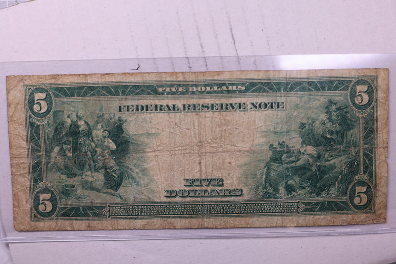 1914 $5, Federal Reserve Note., Circulated.,  Store