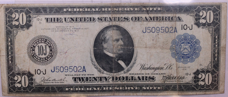 1914 $20, Federal Reserve Note., Circulated.,  Store