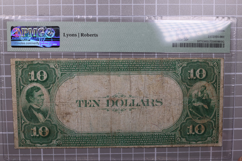 1882 $10., Emporia, KS., Value Back., National Currency., Store