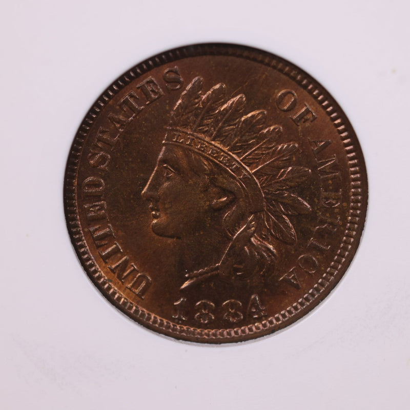 1884 Indian Head Cents., ANACS MS65., Red/Brown., Store