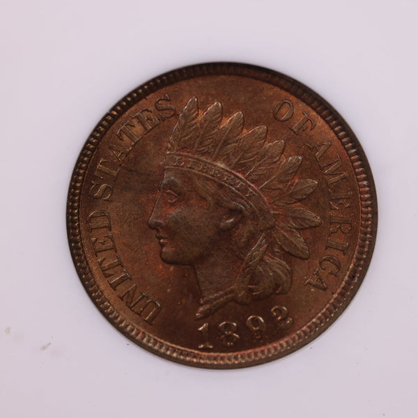 1892 Indian Head Cents., ANACS MS65., Red/Brown., Store #0862