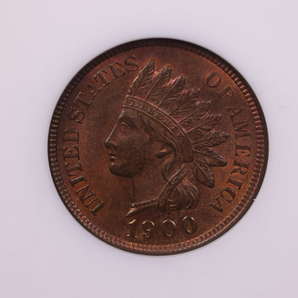 1900 Indian Head Cents., ANACS MS65., Red/Brown., Store #0863