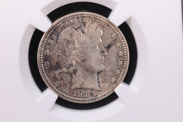 1915-D Barber Silver Quarter., NGC Graded AU-50. Store #30011