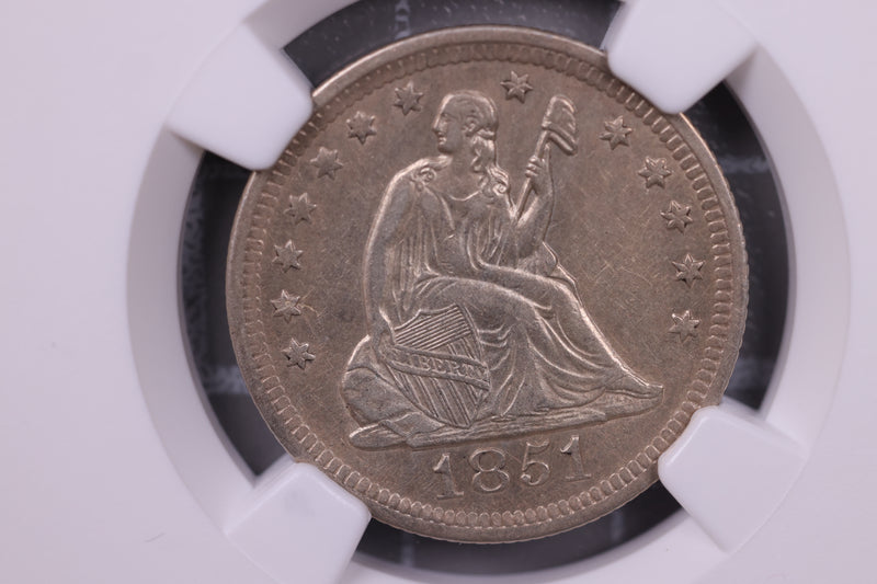 1851-O Seated Liberty Quarter., Very Tough Date., NGC AU-53., Store