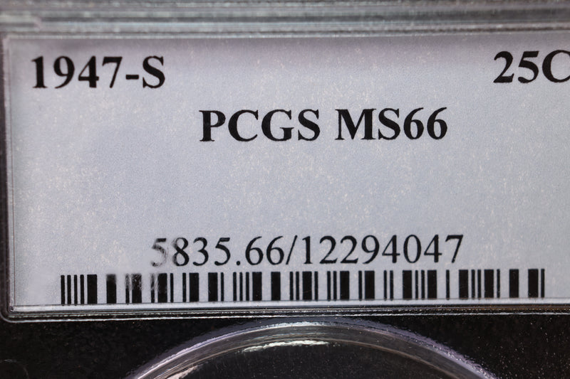 1947-S Washington Silver Quarter., PCGS Graded MS-66. Store