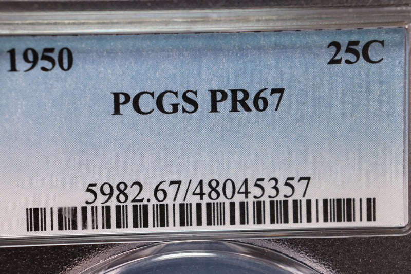 1950 Proof Silver Quarter., PCGS Graded PR67. Store