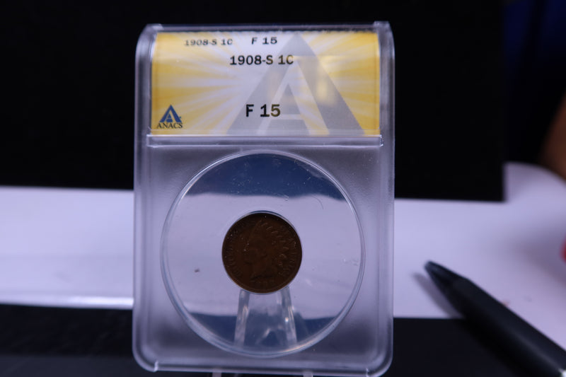 1908-S Indian Head Cents, ANACS Fine-15, Store Sale 1914341.