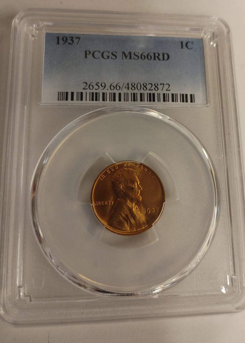 1937 Lincoln Cent, PCSG Graded MS66RD Store