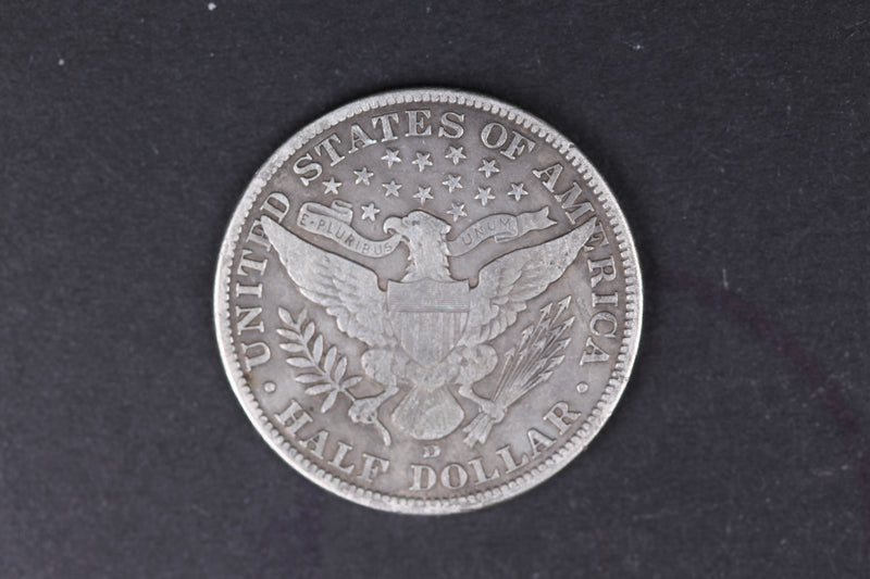 1915-D Barber Half Dollar, Very Good Circulated Coin. Store