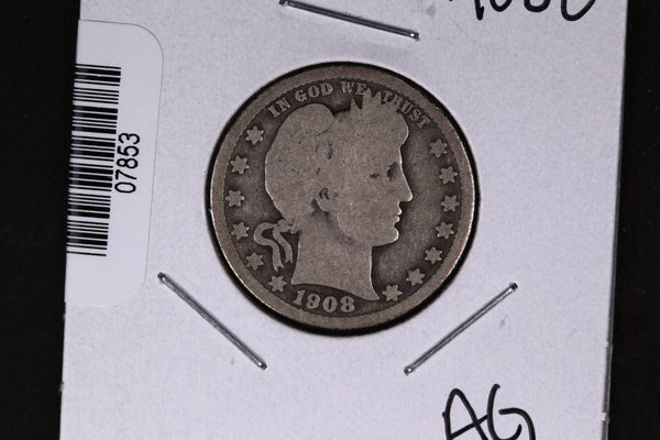 1908-O Barber Quarter.  Affordable Collectible Coin.  Store # 07853