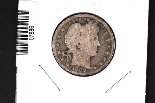 1909 Barber Quarter.  Affordable Collectible Coin.  Store # 07886