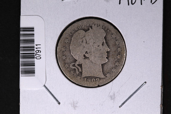 1909-D Barber Quarter.  Affordable Collectible Coin.  Store # 07911