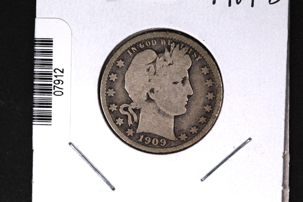 1909-D Barber Quarter.  Affordable Collectible Coin.  Store # 07912