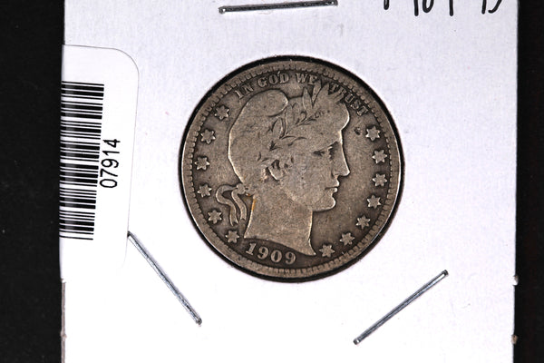 1909-D Barber Quarter.  Affordable Collectible Coin.  Store # 07914