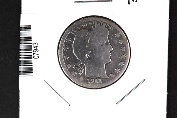 1911-S Barber Quarter.  Affordable Collectible Coin.  Store # 07943