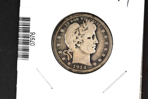 1914 Barber Quarter. Affordable Collectible Coin. Store # 07976