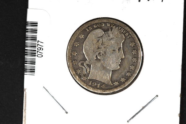 1914 Barber Quarter. Affordable Collectible Coin. Store # 07977