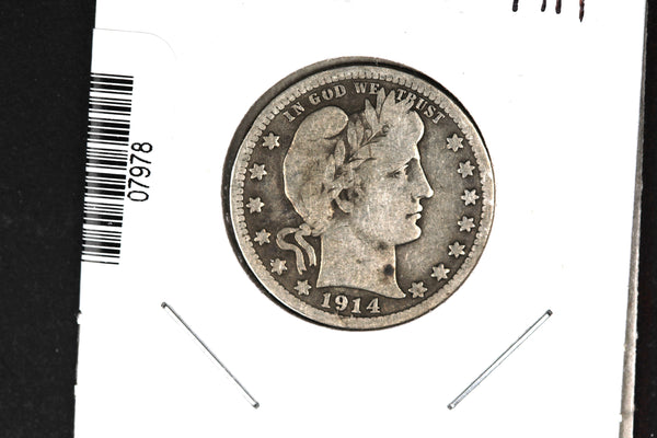 1914 Barber Quarter. Affordable Collectible Coin. Store # 07978