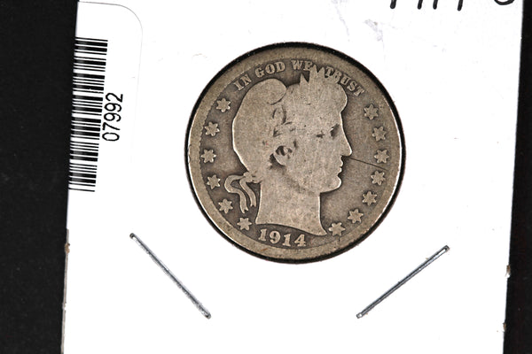 1914-S Barber Quarter. Key Date Collectible Coin. Store # 07992