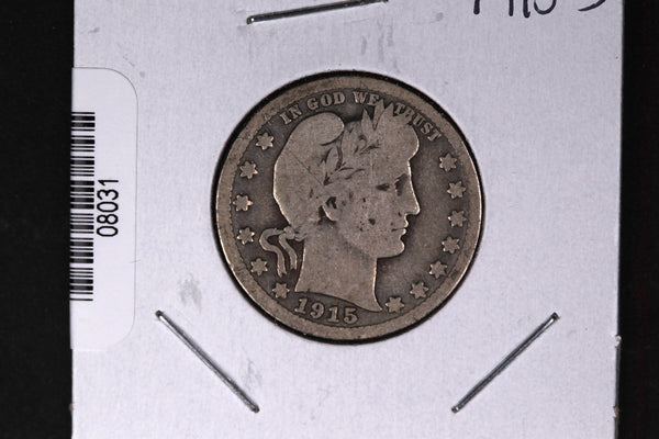 1915-S Barber Quarter. Affordable Collectible Coin. Store # 08031