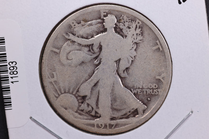 1917-D, On Obverse, Walking Liberty Half Dollar. Circulated Condition. Store