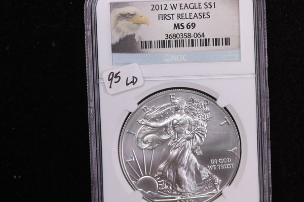 2012-W American Silver Eagle, First Releases, Burnished Strike. NGC MS69, Store #12160