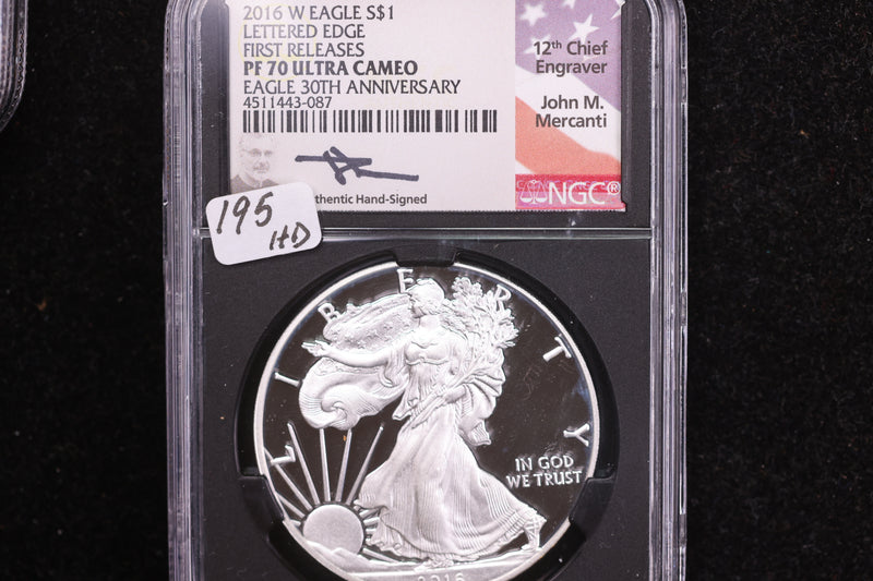 2016-W American Silver Eagle, First Releases, Lettered Edge, NGC PF70 Ultra Cameo, Store