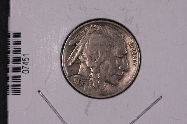 1936 Buffalo Nickel, Average Circulated Coin.  Store #07451