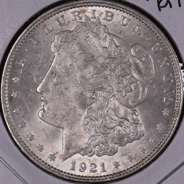 1921 Morgan Silver Dollar, Mint State Uncirculated Coin, Store #DR0455