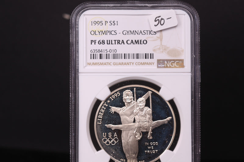 1995-P Olympics-Gymnastics Commemorative. Silver $1. NGC PF-68 Ultra Cameo.