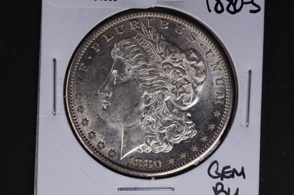 1880-S Morgan Silver Dollar, GEM Brilliant Un-Circulated condition. Coin Store #04663