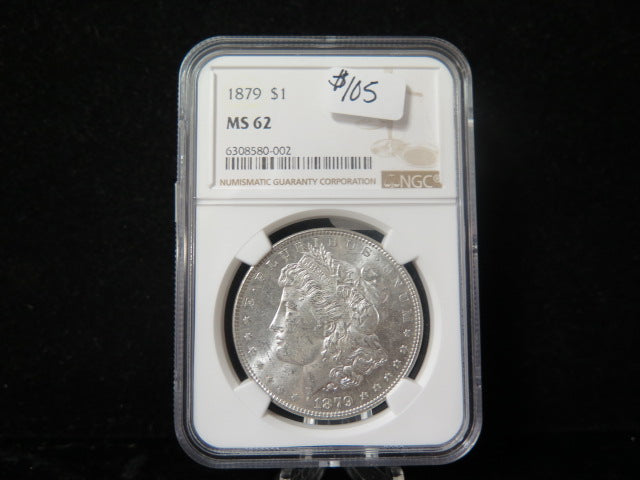 1879 Morgan Silver Dollar, NGC Graded MS 62. Store