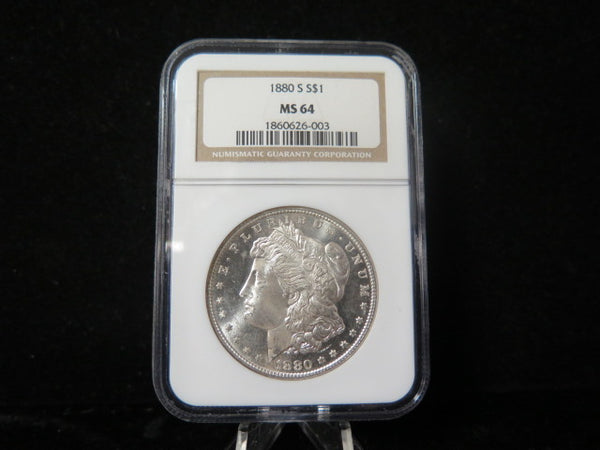 1880-S Morgan Silver Dollar, NGC Graded MS 64.  Store #03101