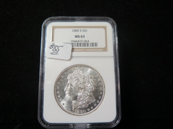 1880-S Morgan Silver Dollar, NGC Graded MS 63.  Store #03104