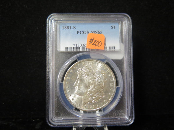 1881-S Morgan Silver Dollar, PCGS Graded MS 65 UNC.  Store #03113