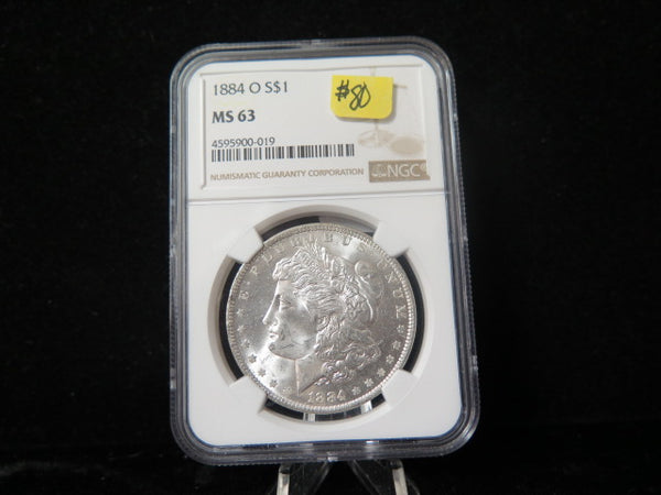 1884-O Morgan Silver Dollar, NGC Graded MS 63 UNC.  Store #03128