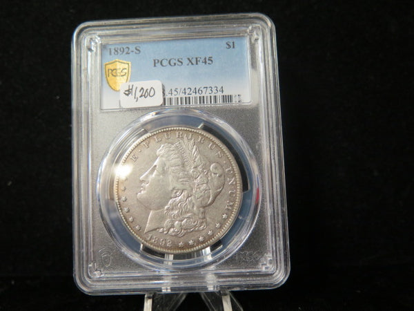 1892-S Morgan Silver Dollar, PCGS Graded XF 45.  Store #03186