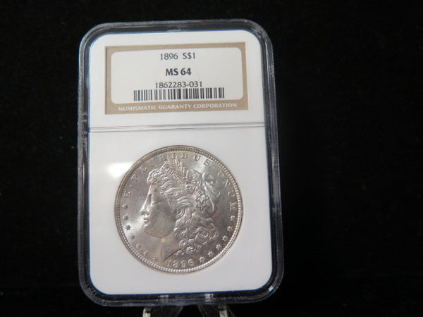 1896 Morgan Silver Dollar, NGC Graded MS 64 UNC.  Store #03192