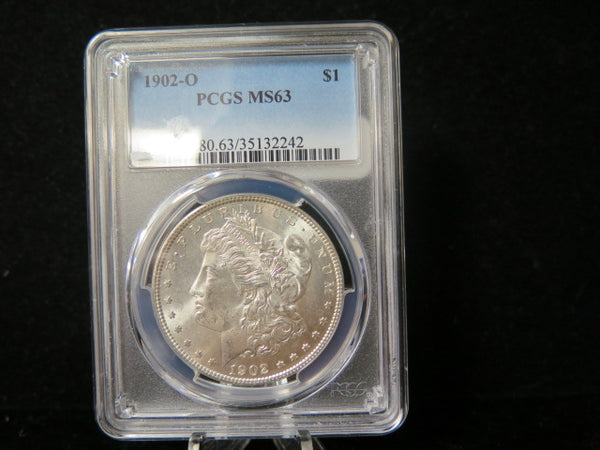 1902-0 Morgan Silver Dollar, PCGS Graded MS 63 UNC.  Store #03217