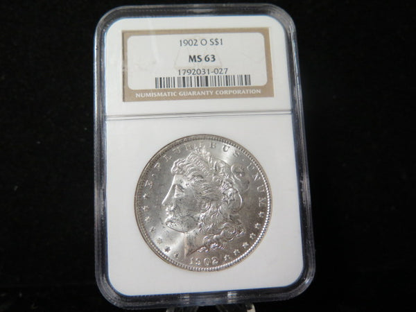 1902-0 Morgan Silver Dollar, NGC Graded MS 63 UNC.  Store #03219