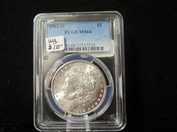 1902-0 Morgan Silver Dollar, PCGS Graded MS 64 UNC.  Store #03220