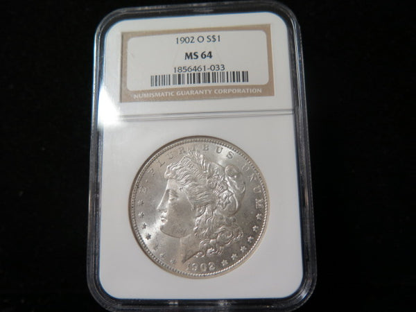 1902-0 Morgan Silver Dollar, NGC Graded MS 64 UNC.  Store #03221