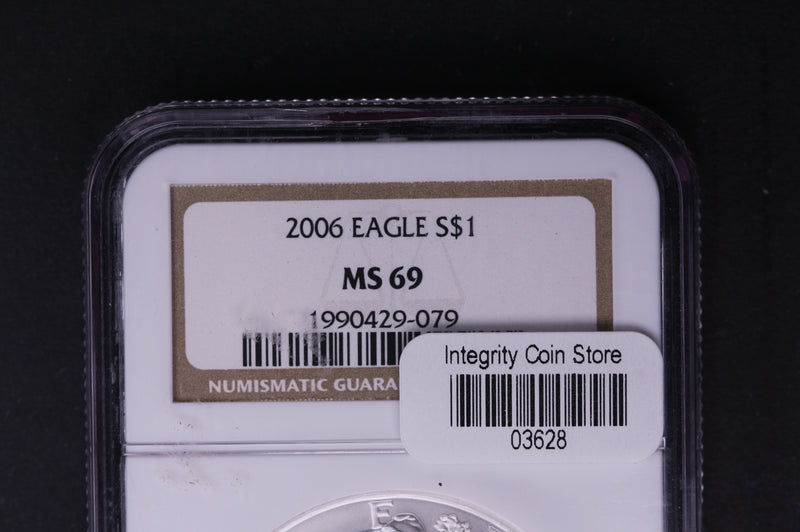 2006 Silver Eagle $1. NGC Graded MS-69 Un-Circulated Coin. Store