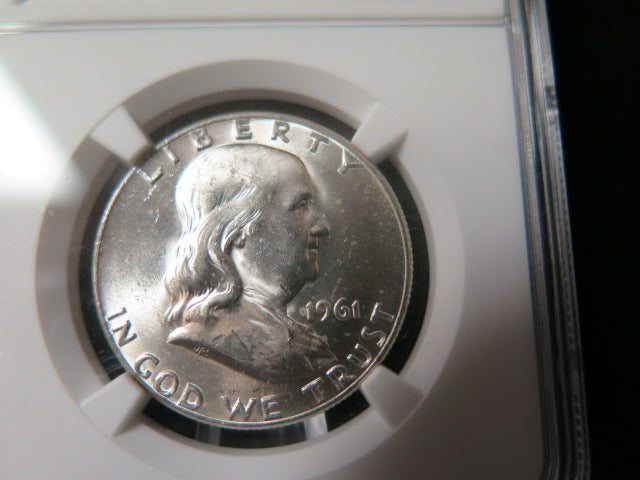 1961-D Franklin Half Dollar. NGC Graded MS 63 FBL Uncirculated Coin. Store