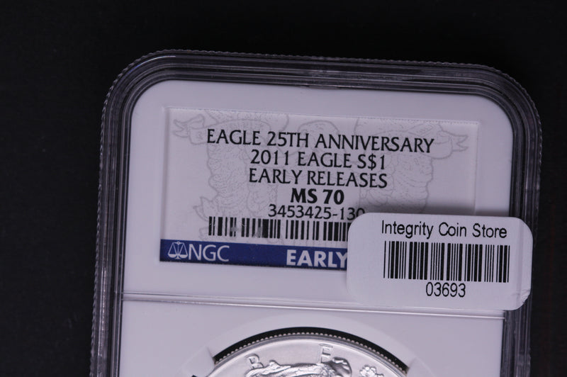 2011 Silver Eagle $1. NGC Graded MS-70 Early Releases.  Store