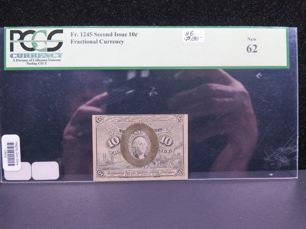 1861-64 Ten Cent Fractional Currency.  Fr. 1245.  PCGS Graded New 62. Store #04892