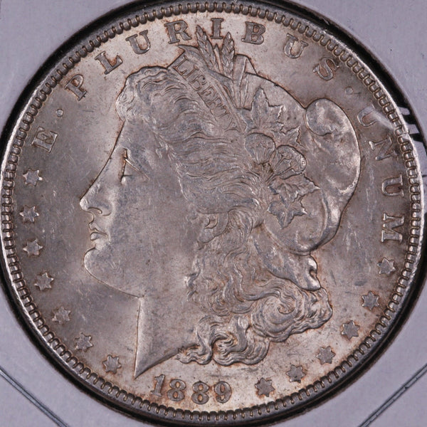 1889 Morgan Silver Dollar, About Uncirculated Coin, Store #DR0316