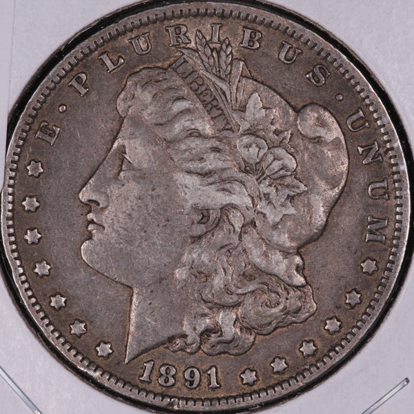 1891-O Morgan Silver Dollar, Very Good+ Circulated Coin, Store #DR0069