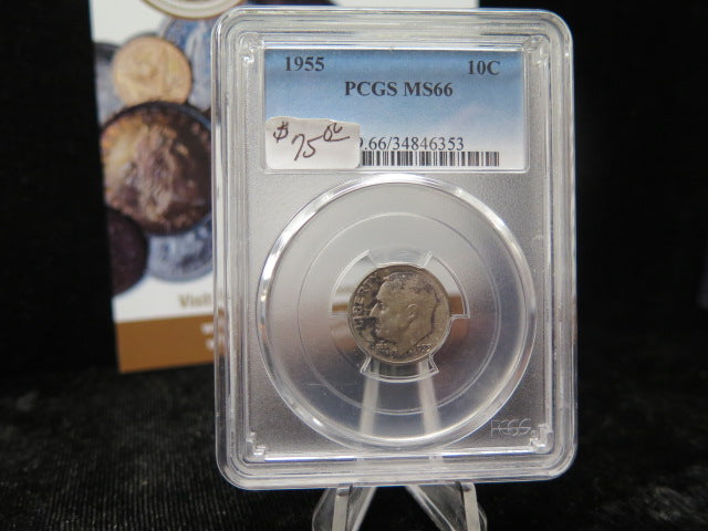 1955 Roosevelt Dime, PCGS MS66. Store